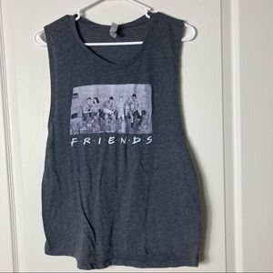 Next Level Apparel "Friends" Cut Off Tank Grey Women's Size XL